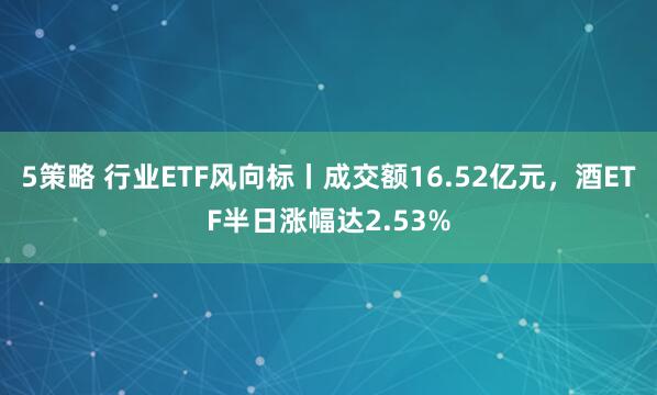 5策略 行业ETF风向标丨成交额16.52亿元，酒ETF半日涨幅达2.53%