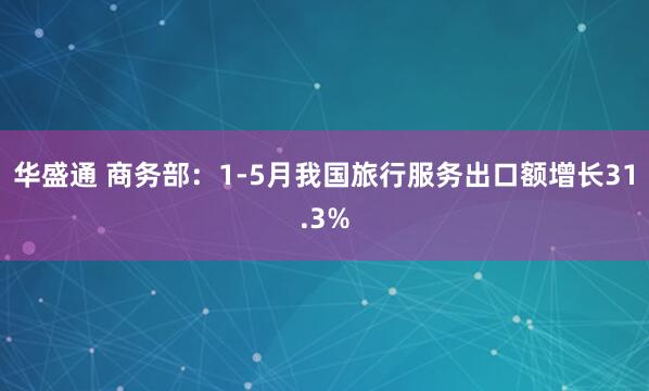 华盛通 商务部：1-5月我国旅行服务出口额增长31.3%